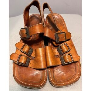 Kalso Earth Vintage 70's Tan Leather Buckle Slingback Sandals 
women's 8.5 READ